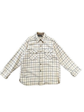 Norm Thompson VTG Long Sleeve Snap Up Heavy Wool Shirt Plaid 60s XL Rockabilly